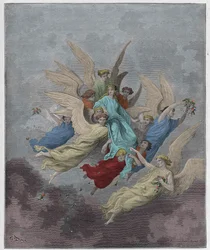 Purgatorio, Canto 30: Beatrice among the angels (illustration from The Divine Comedy)